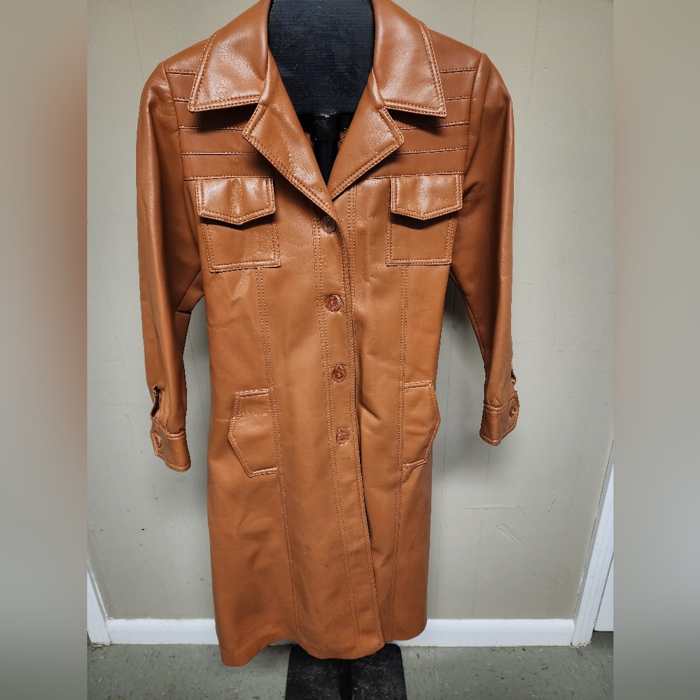 Vintage Mod Maid Styled By Judy Grapes Adult Small Poly Vinyl Belted Trench Coat